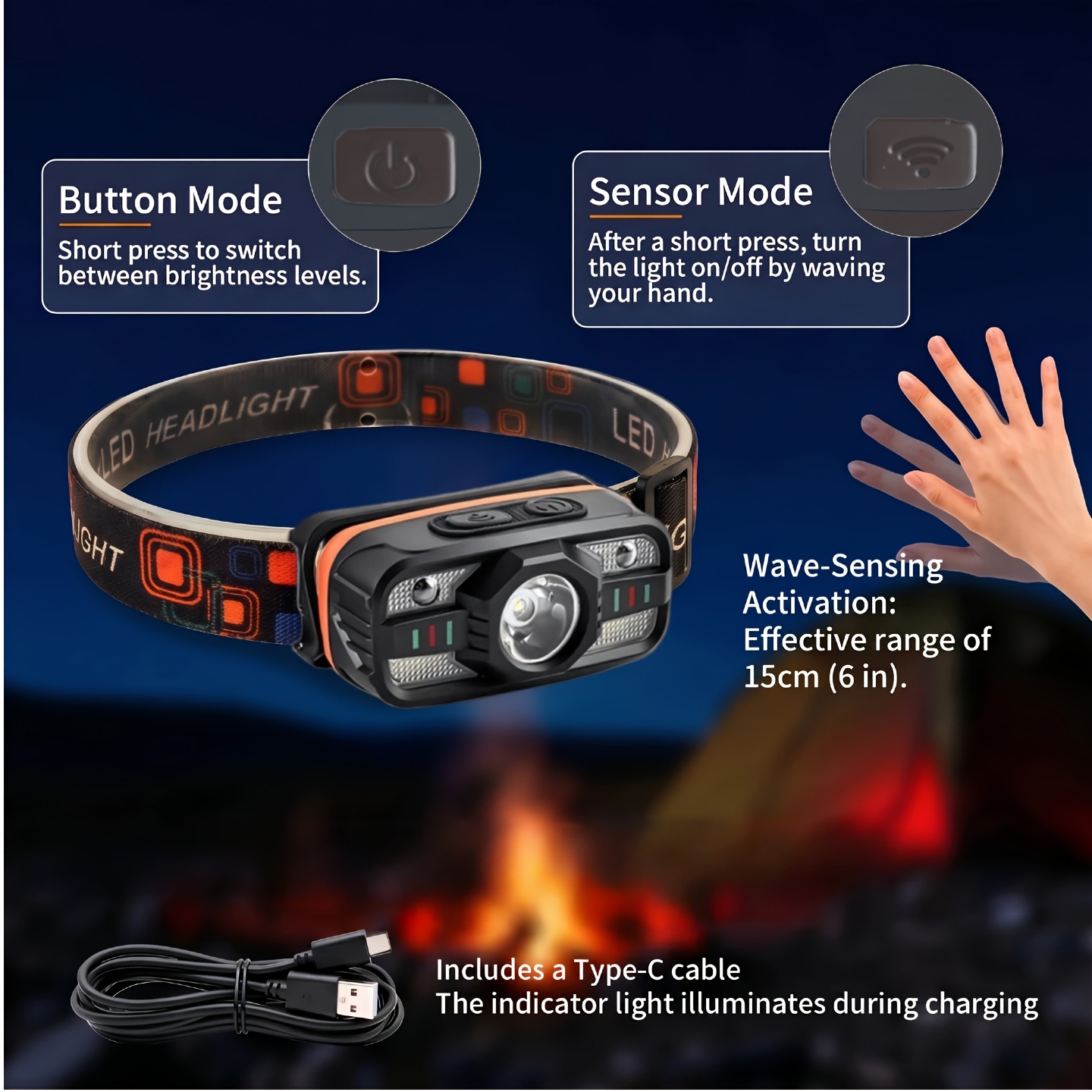 Lampu Kepala LED Isi Ulang USB - Fishing Headlamp ulasan dan harga